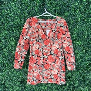 NWT Floral Red Free People Long Sleeve Dress